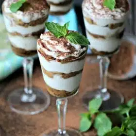 Coconut Cream Tiramisu Individual Trifles are healthier version of the Tiramisu Cake. These are dairy free, made with honey, and are the perfect summer dessert.