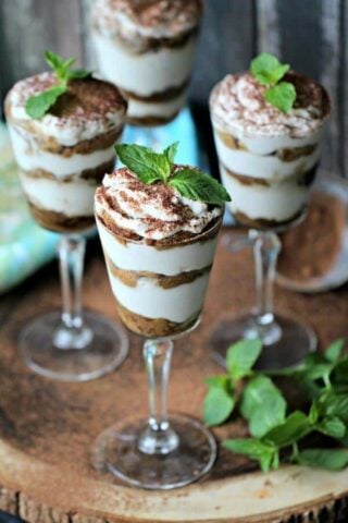 Coconut Cream Tiramisu Individual Trifles are healthier version of the Tiramisu Cake. These are dairy free, made with honey, and are the perfect summer dessert.