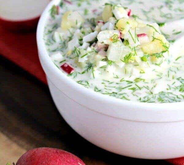 Russian cold summer soup okroshka