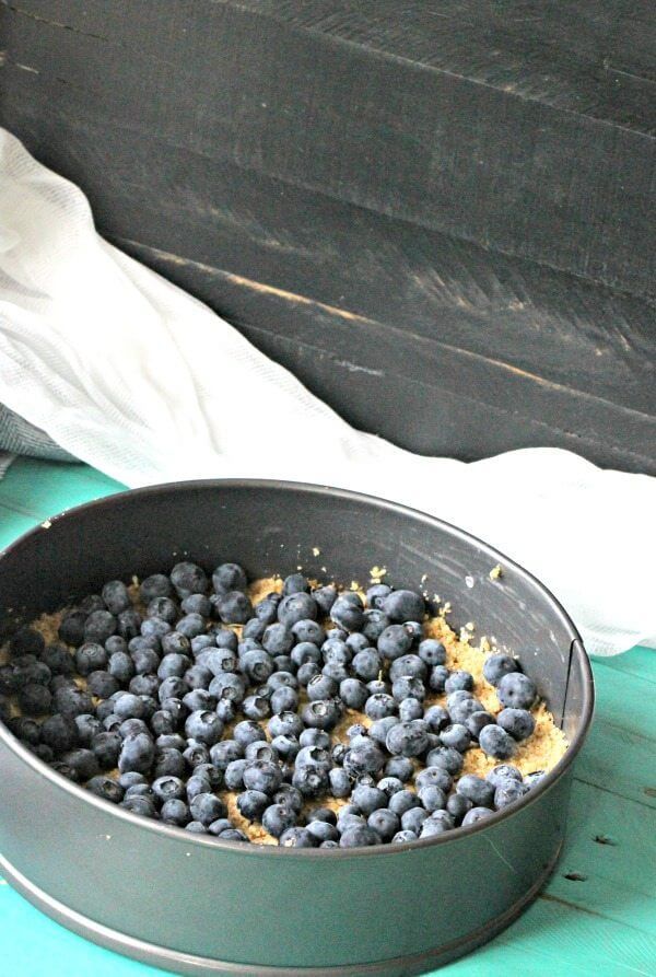 fresh blueberries on a cake crust