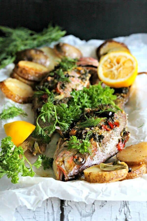 Whole Roasted Red Snapper with Potatoes