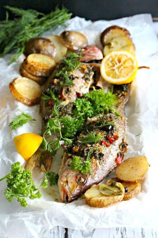 Whole Roasted Red Snapper with Potatoes