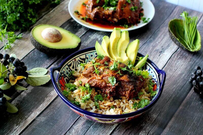 Slow Cooker Beer Ribs Rice Bowl