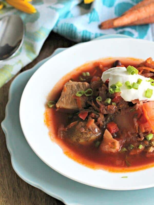 Roasted Red Beet Bean Soup - Red Borscht - Sweet and Savory Meals