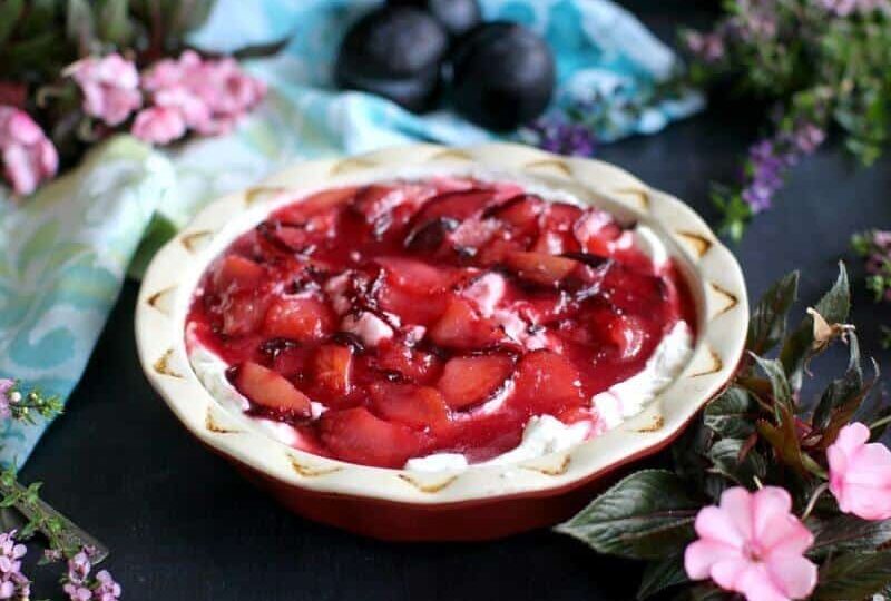 Flourless White Chocolate Plum Pie