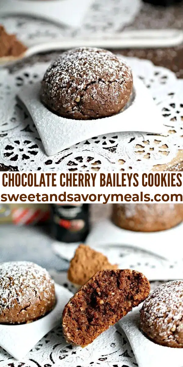 easy chocolate cherry baileys cookies pin