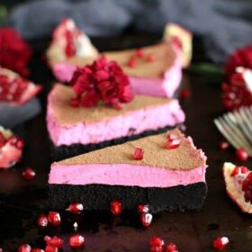 Pomegranate Mousse Brownies are silky smooth loaded with chocolate and topped with a luxurious mousse Pomegranate.