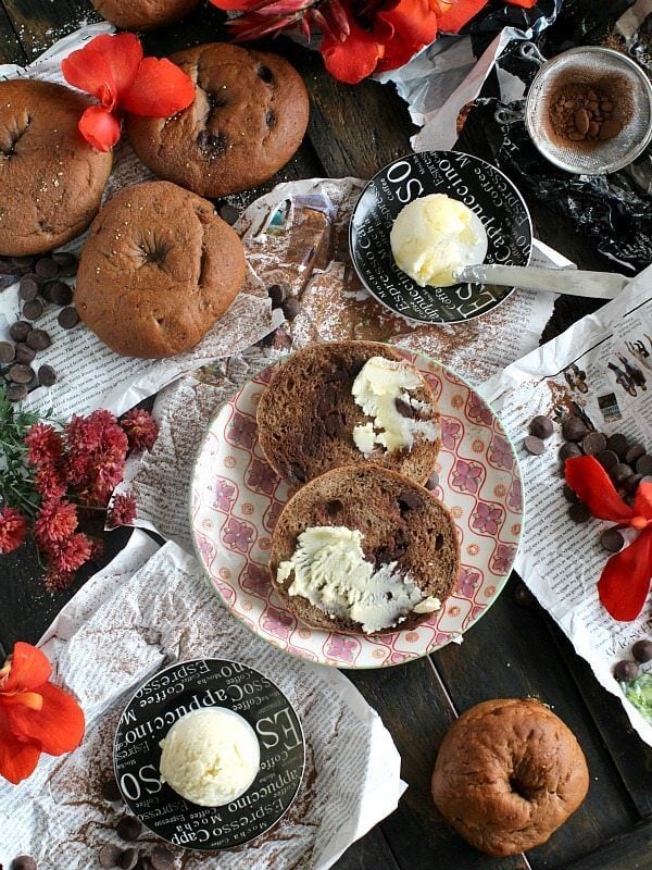 Chocolate Chocolate Chip Bagels