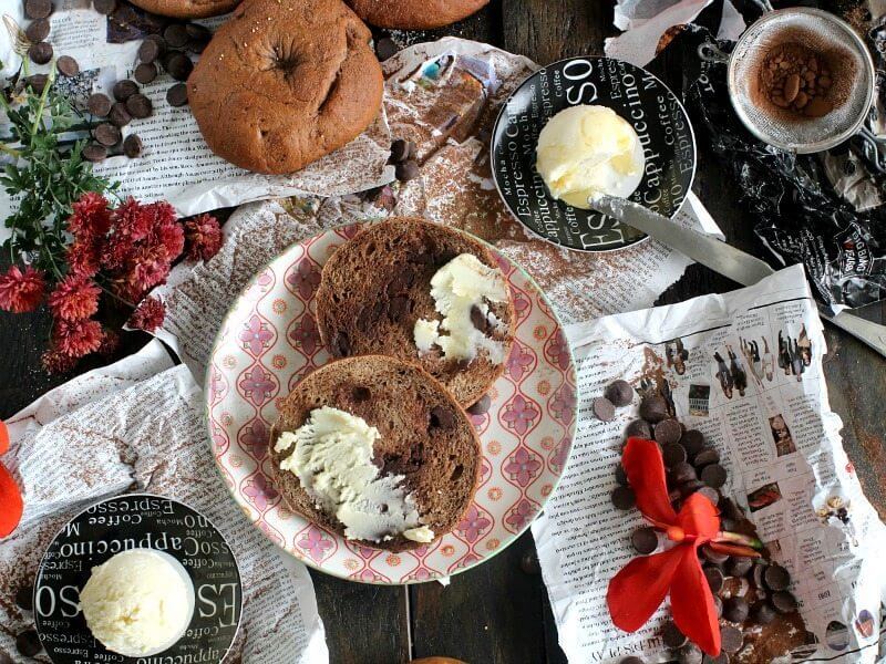  Bagels de chocolate con Chispas de chocolate