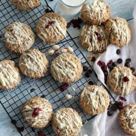 Cranberry Pistachio Chocolate Chip Oatmeal Cookies