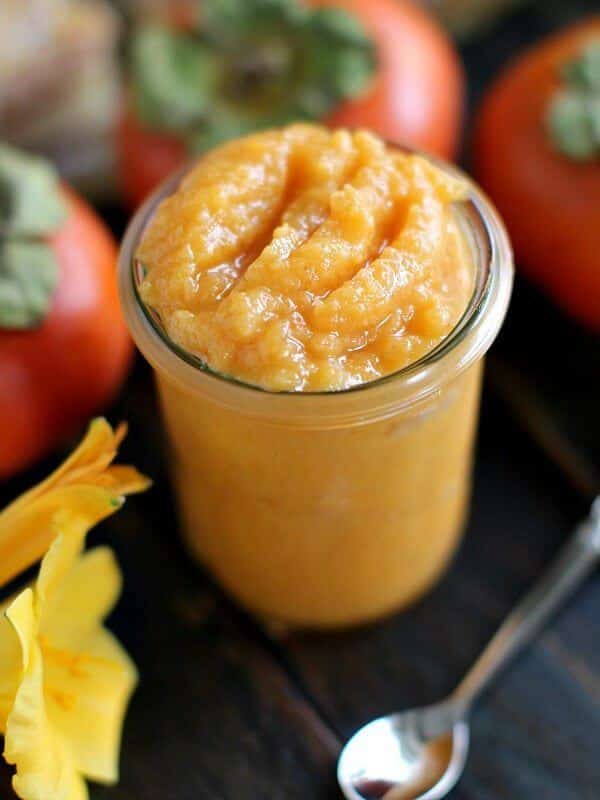 Persimmon jam in a jar