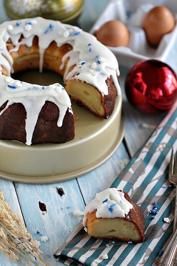 Vanilla French Custard Bundt Cake is a smooth, silky and festive dessert with delicious vanilla notes and a perfect soft and tender custard texture. This cake makes a great hostess gift.