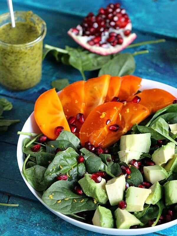 Persimmon Avocado Pomegranate Salad