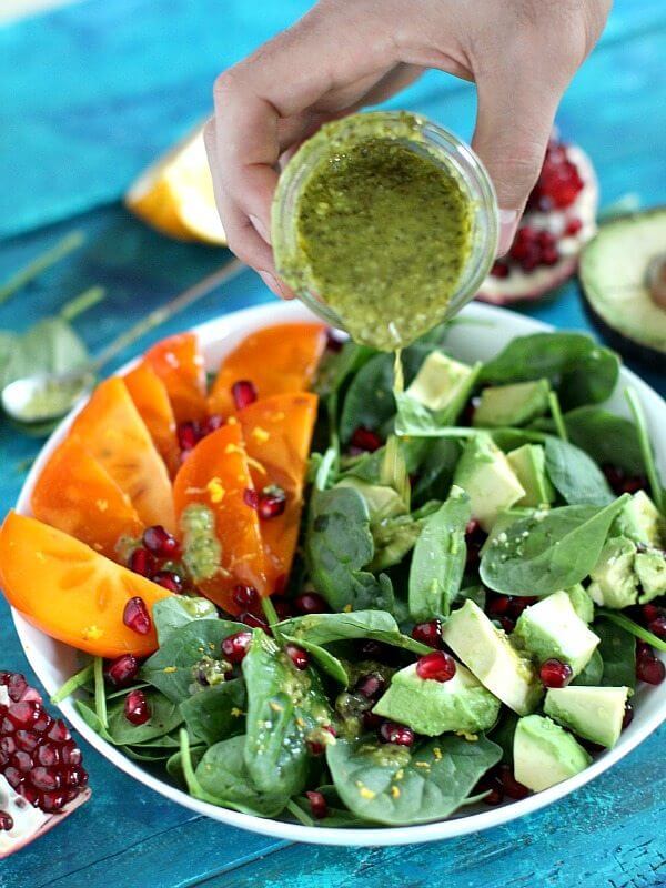 Persimmon Avocado Pomegranate Salad