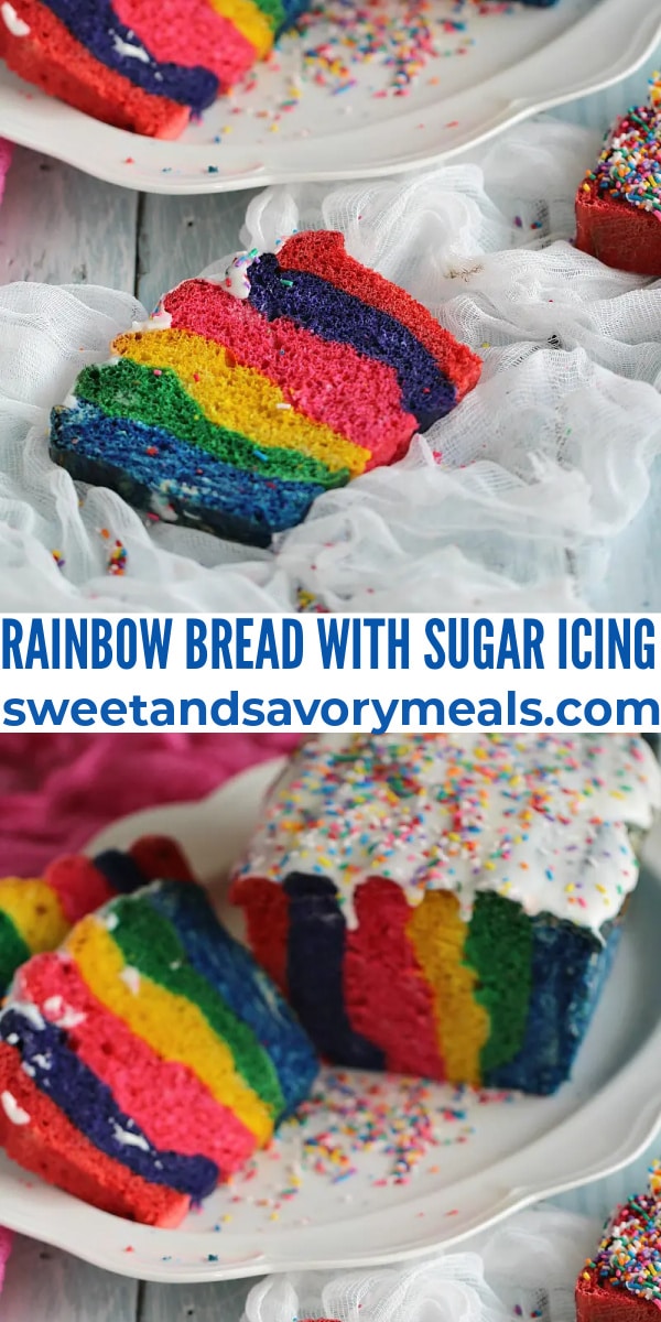 easy rainbow bread with sugar icing pin