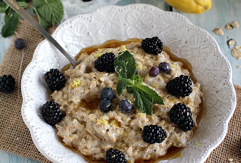 lemon blackberry cheesecake oatmeal PIN