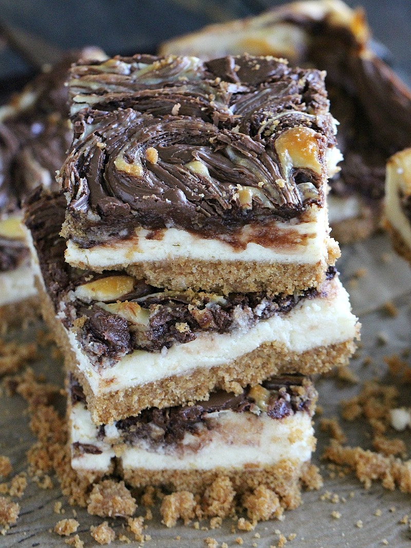 Chocolate hazelnut cheesecake bars