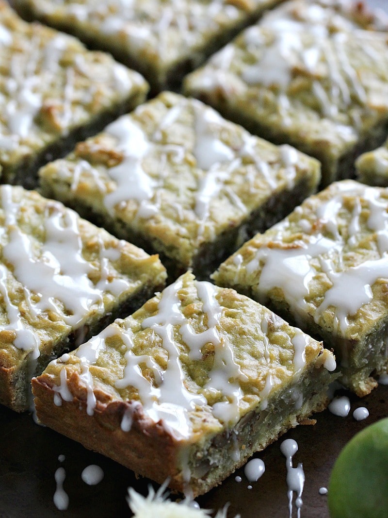 Coconut Avocado Lime Bars are sweet, chewy, dense and refreshing. Loaded with citrusy lime zest, coconut flakes, avocado and walnuts.