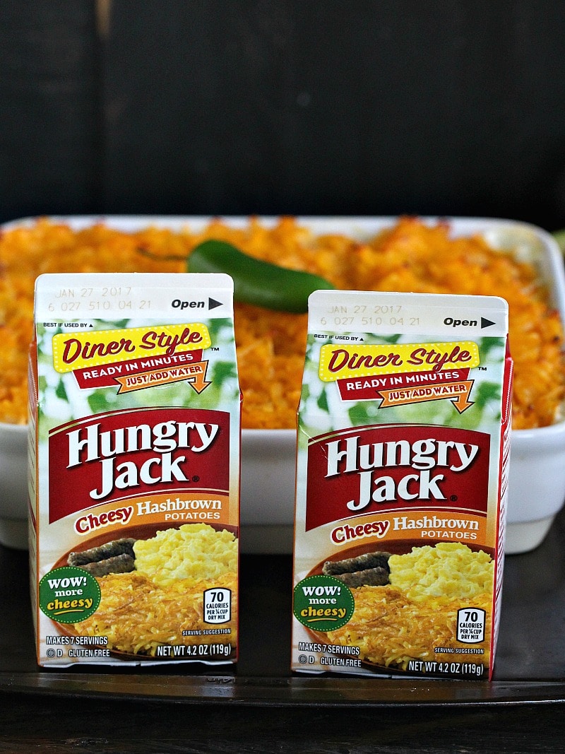 Hashbrown Chicken Jalapeño Casserole is loaded with spicy jalapeños, sweet corn, tender chicken, lots of cheese and topped with a thick layer of hash browns. Hashbrown Chicken Jalapeño Casserole