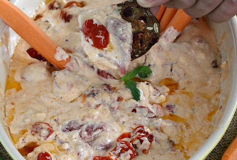 Roasted Red Pepper Tomato Feta Dip