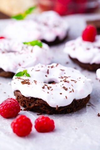 Homemade flourless chocolate cake baked donuts.
