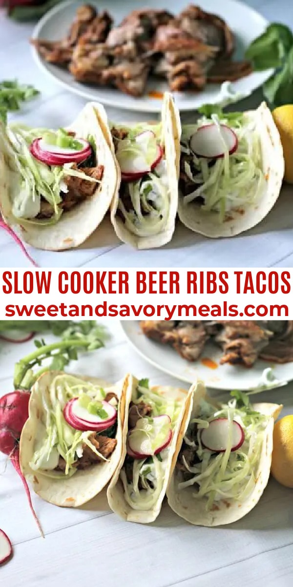 easy slow cooker beer ribs tacos pin