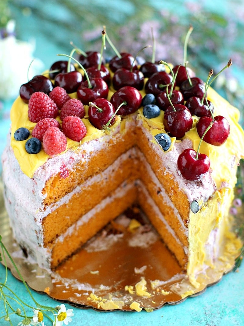 Mandarin Olive Oil Cake with Raspberry Buttercream - Sweet and Savory Meals