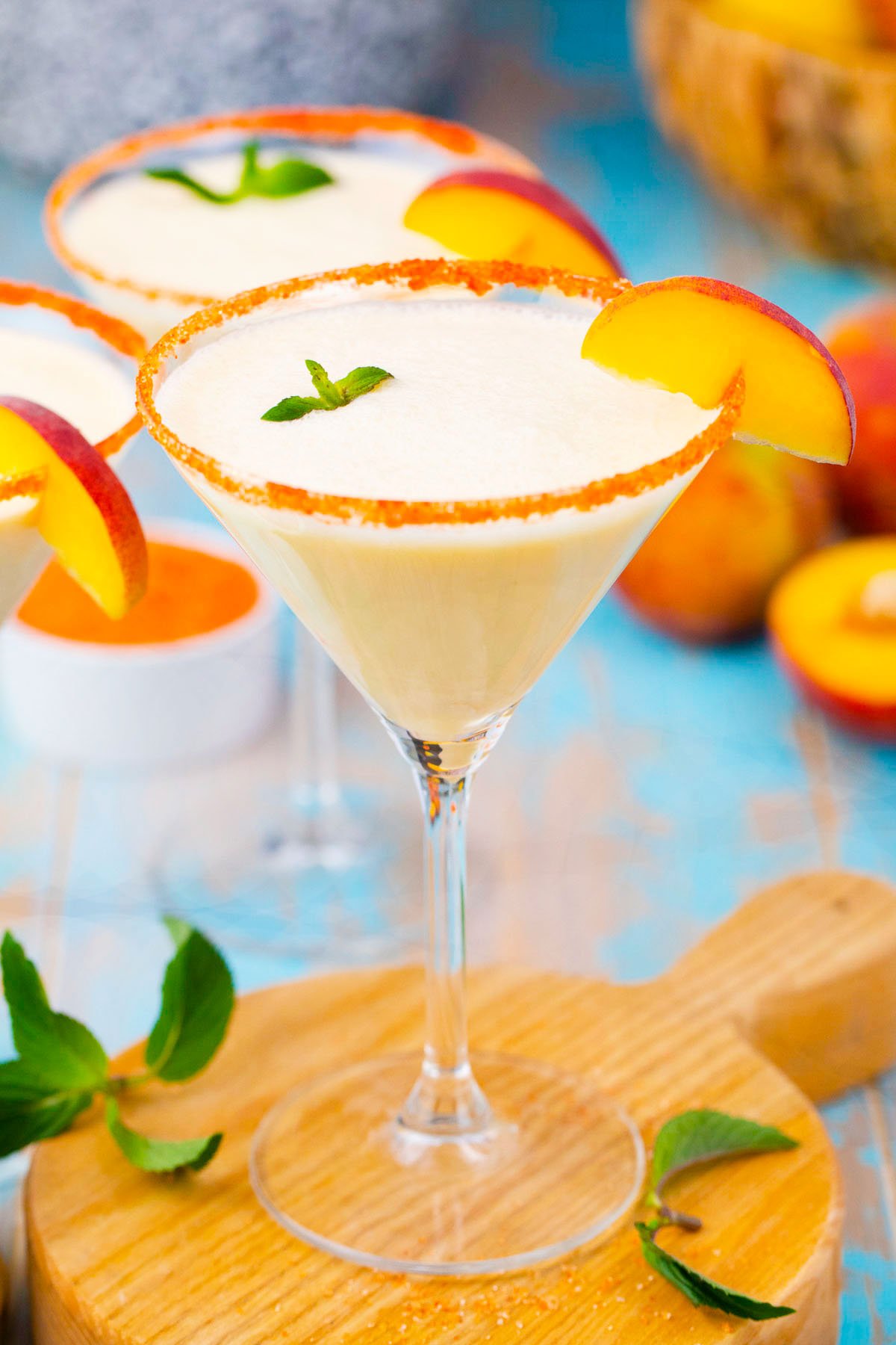 Three glasses of peaches and cream martini.