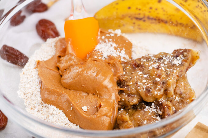 No-bake peanut butter truffles ingredients in a bowl.