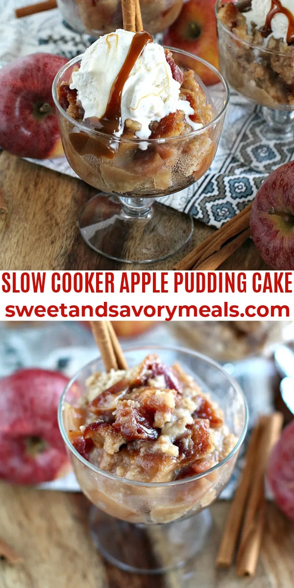 easy slow cooker apple pudding cake pin