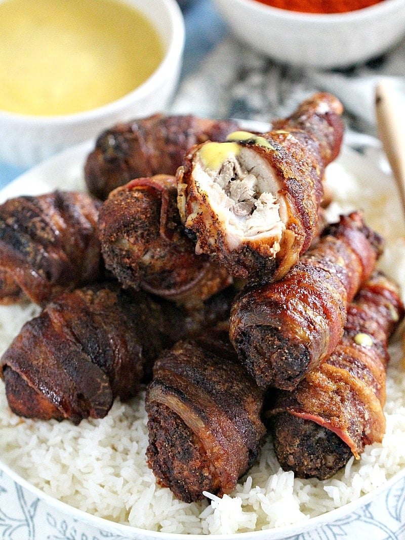 Brown Sugar Bacon Wrapped Chicken Drumsticks - Sweet and Savory Meals