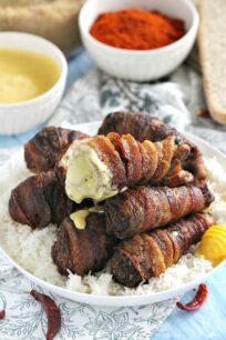 Spicy Brown Sugar Bacon Wrapped Chicken Drumsticks are sweet and spicy and full of flavor, crunchy on the outside and juicy on the inside.