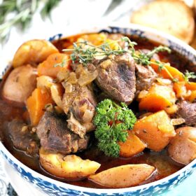 Slow Cooker Beef Stew is incredibly easy to make and filling with tender beef and veggies. Comfort food at it's best made easy in the slow cooker.