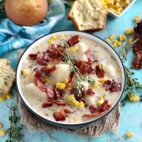 Slow Cooker Corn Chowder with Bacon requires minimum preparation time and effort, throw everything in the crockpot and let it simmer to perfection.