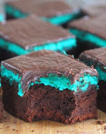 Cheesecake Mint Brownies with Chocolate Ganache are rich, chocolaty, fudgy and easy to make at home.
