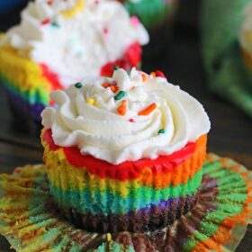 Mini Rainbow Cheesecakes