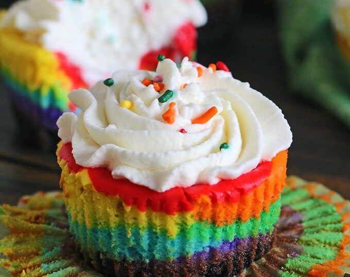 Mini Rainbow Cheesecakes