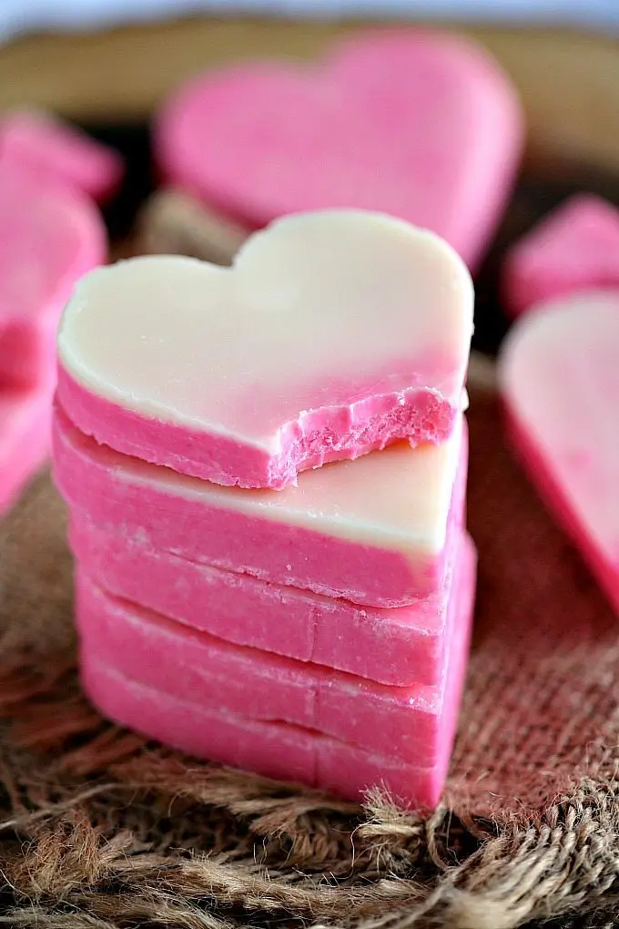 Pink White Chocolate Heart Shaped Fudge