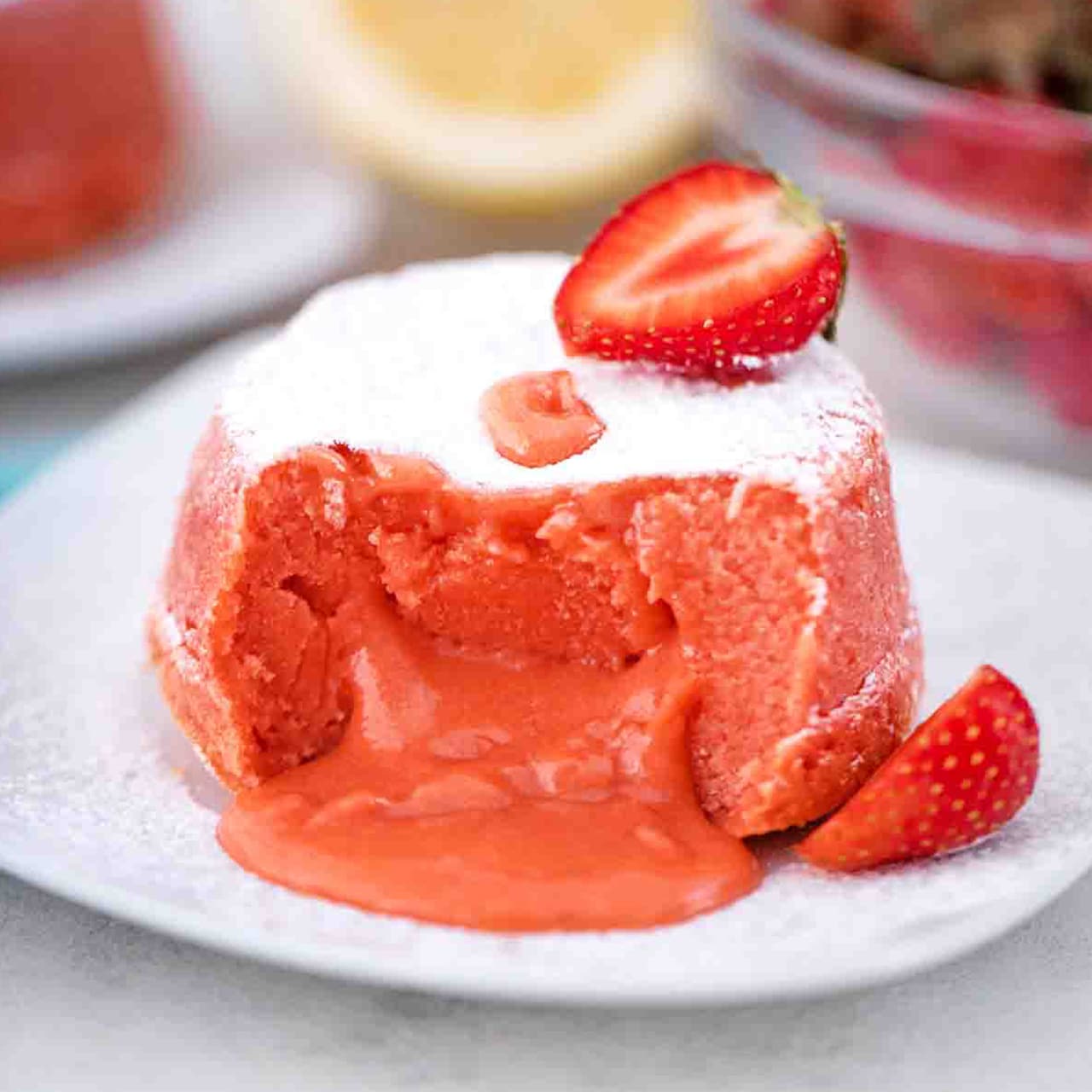 Strawberry Lava Cakes with Strawberry Curd