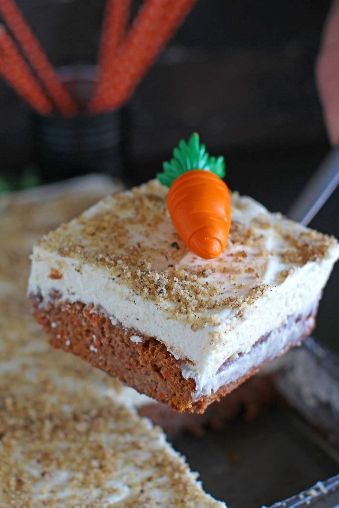 White Chocolate Carrot Poke Cake - Mrs Happy Homemaker