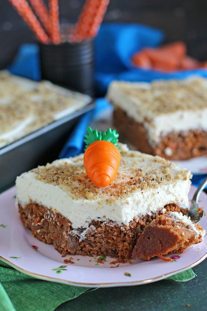 Best Carrot Cake Poke Cake with sweetened condensed milk