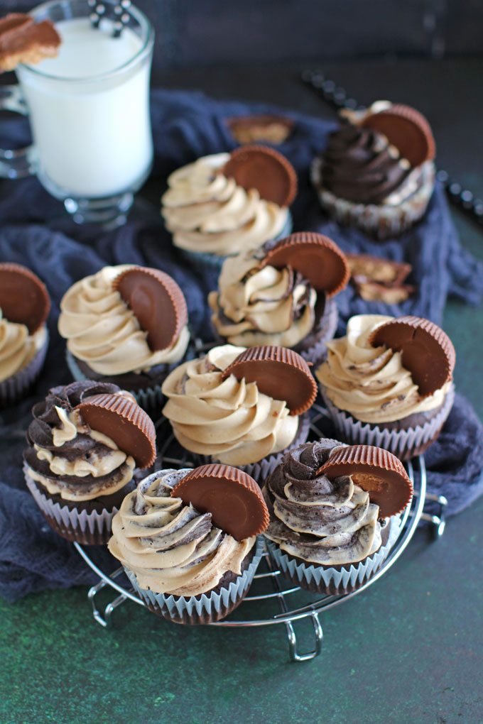 Dark Chocolate Peanut Butter Cupcakes