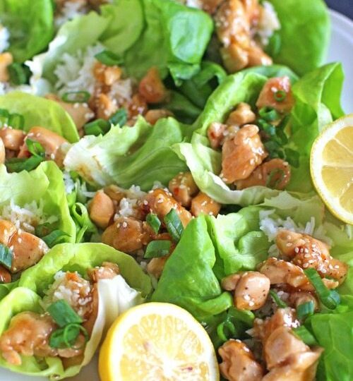 Honey Lemon Chicken Lettuce Wraps are such a great appetizer, snack or the perfect healthier dinner. Full of flavor and light, ready in 30 minutes.