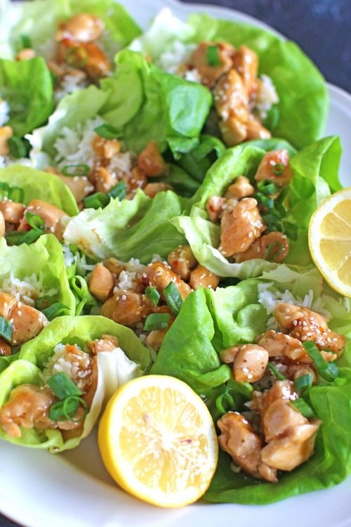 Honey Lemon Chicken Lettuce Wraps are such a great appetizer, snack or the perfect healthier dinner. Full of flavor and light, ready in 30 minutes.