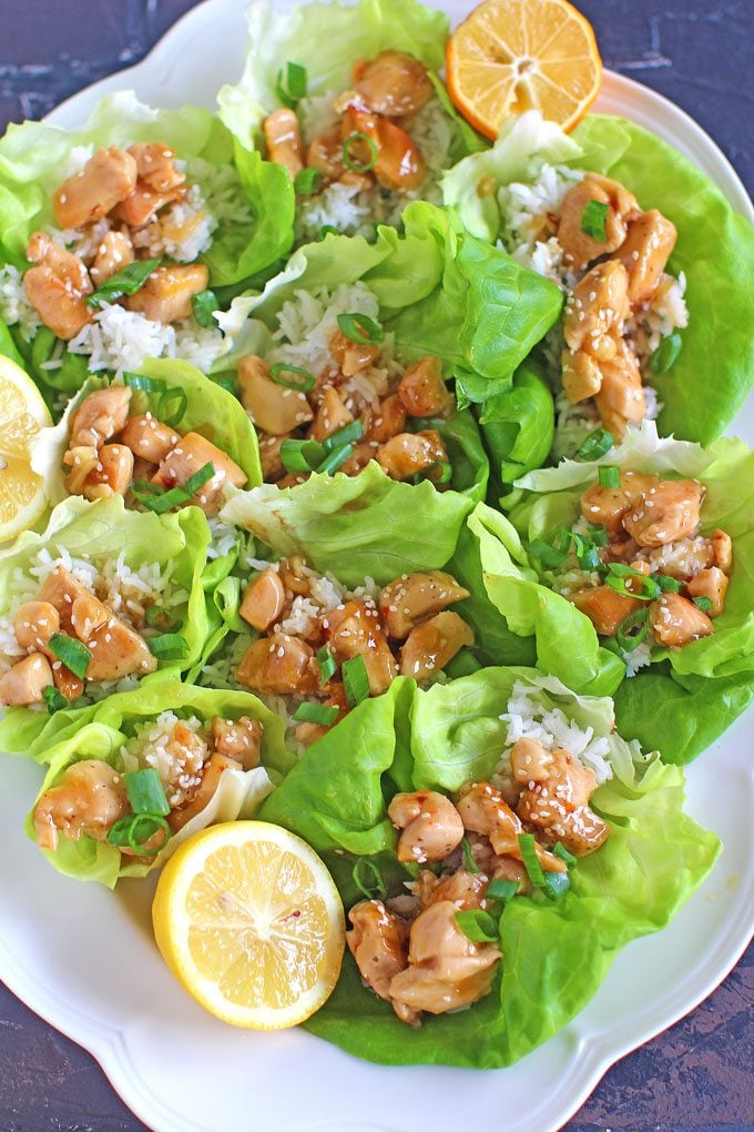 Image of honey lemon chicken lettuce wraps