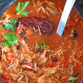 Slow Cooker Tortilla Soup is hearty and spicy, loaded with you favorite fixings, this easy to make meal is the epitome of comfort food.