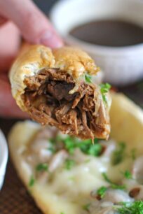 Slow Cooker French Dip Sandwiches are incredibly juicy, tender and so flavorful. Perfect for a delicious dinner and the best quick and easy party food.