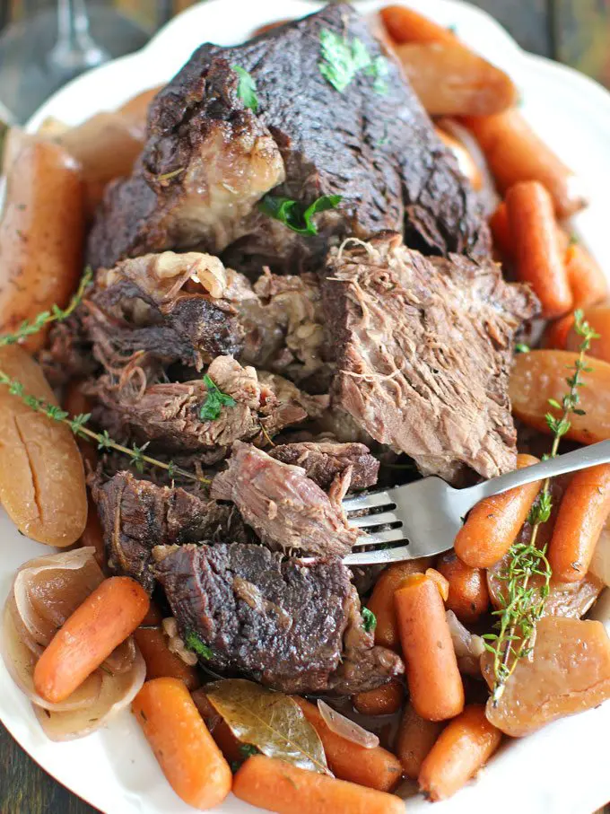 Slow Cooker Pot Roast with Red Wine - Sweet and Savory Meals