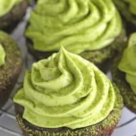 Matcha Cookie Cups filled with matcha green tea frosting.