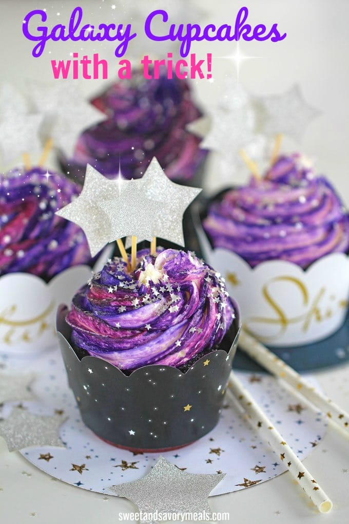 Galaxy Cupcakes with a trick